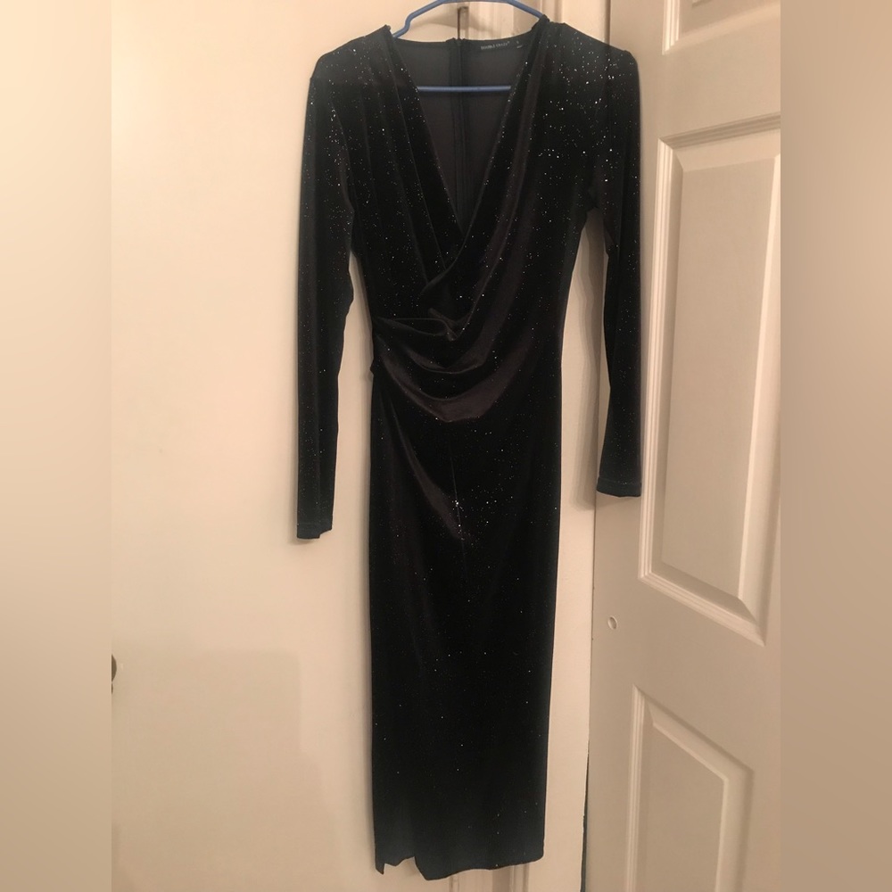 Cowl top sparkly velvet dress